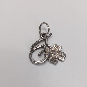 Vintage Sterling Silver Charm Horseshoe 4 Leaf Clover Wishbone Luck Bracelet